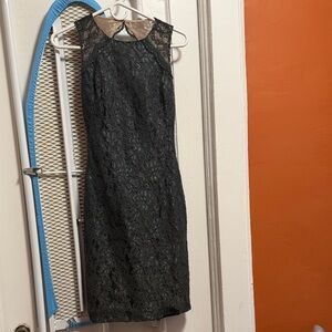 Ralph Lauren Gray Lace Midi Dress